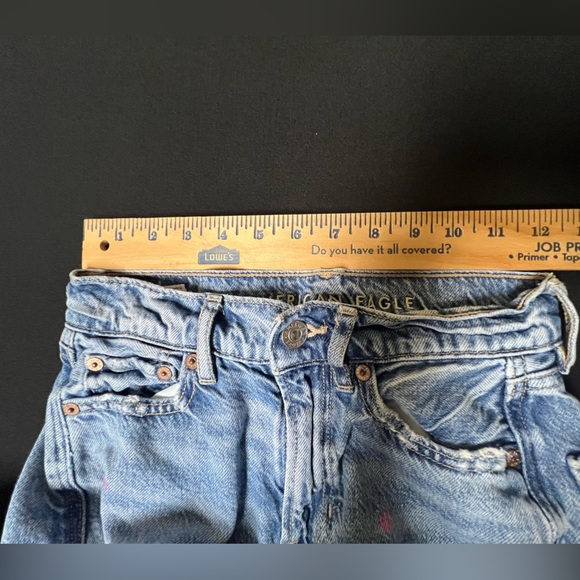 AMERICAN EAGLE HIGH WAISTED BAGGY WIDE-LEG JEANS PAINTED GRADUATION 2025 SIZE 0 - Picture 11 of 14